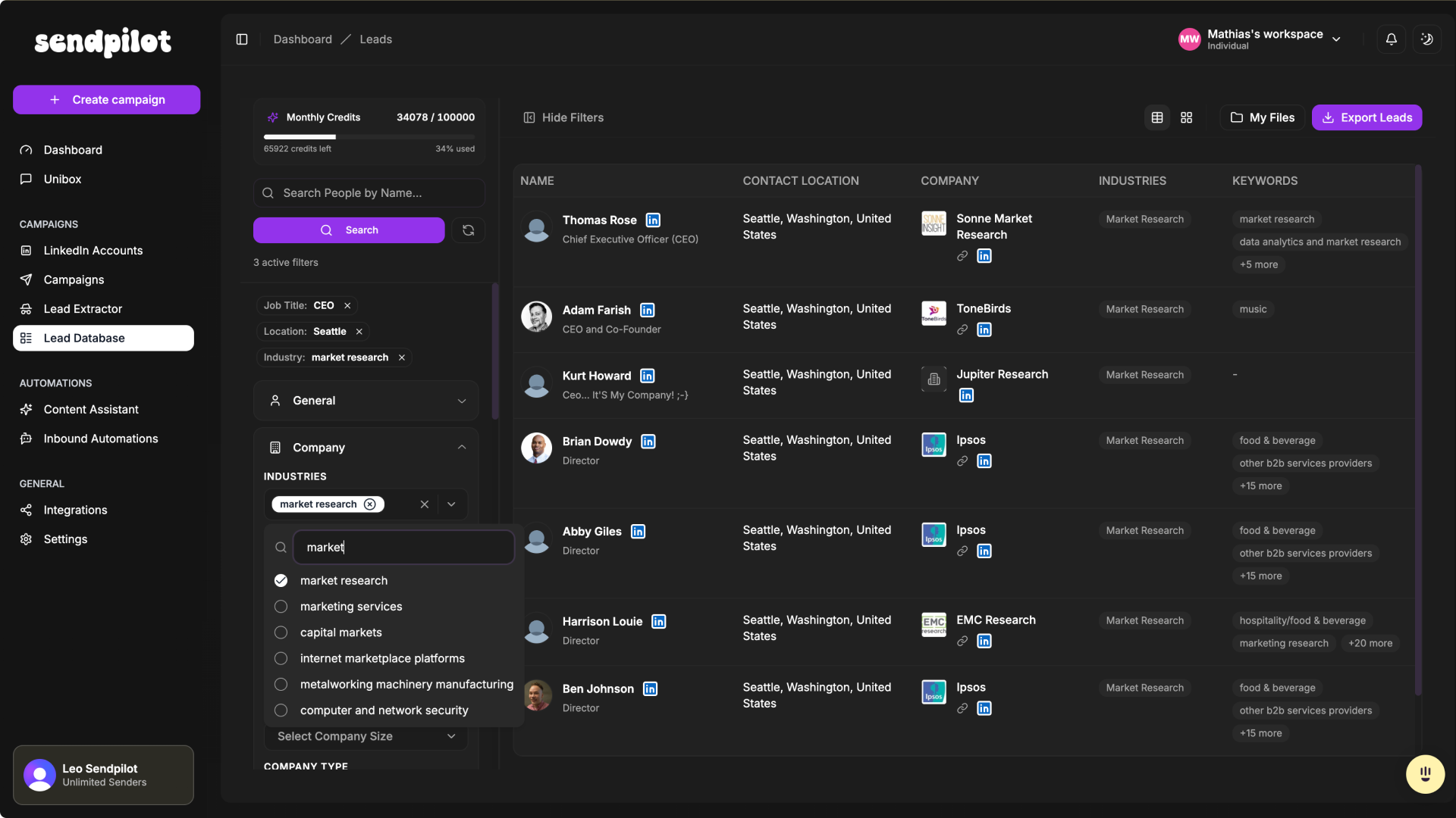 Sendpilot AI - Lead Database